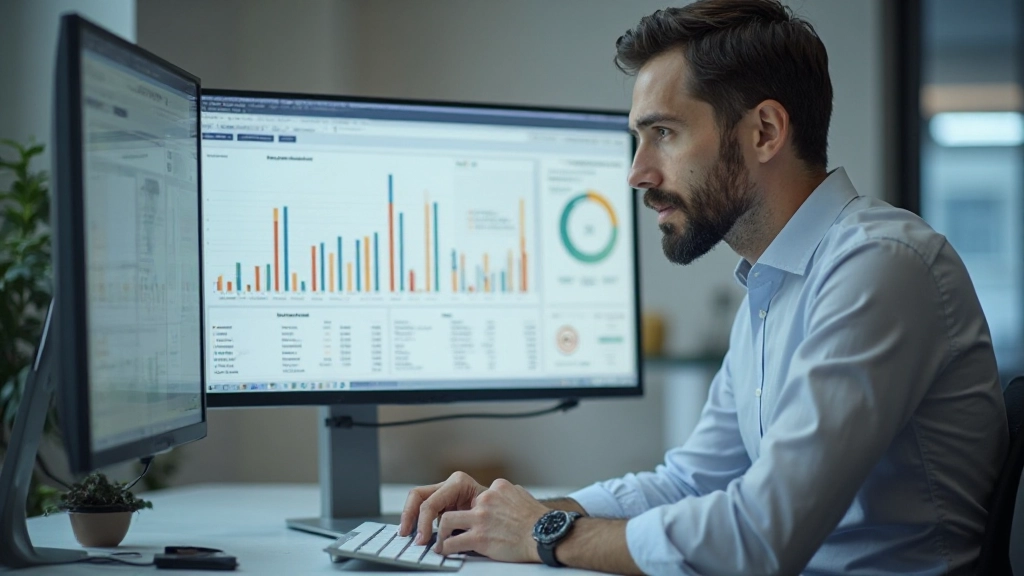 Таблица бюджета с данными расходов и доходов на мониторе