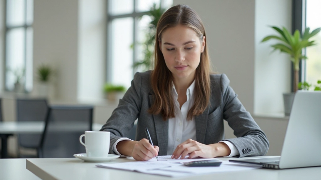 Профессиональный рабочий стол с финансовыми документами и калькулятором