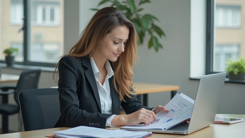 Профессиональное рабочее пространство с ноутбуком, калькулятором и финансовыми документами